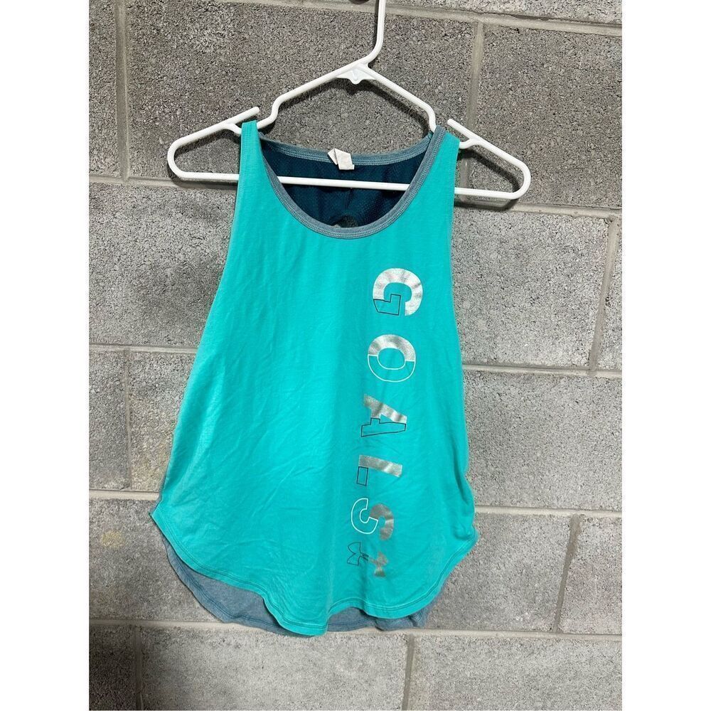 Under Armour Heat Gear Youth Girl's Goal Tank Top Blue Size YXL Activewear